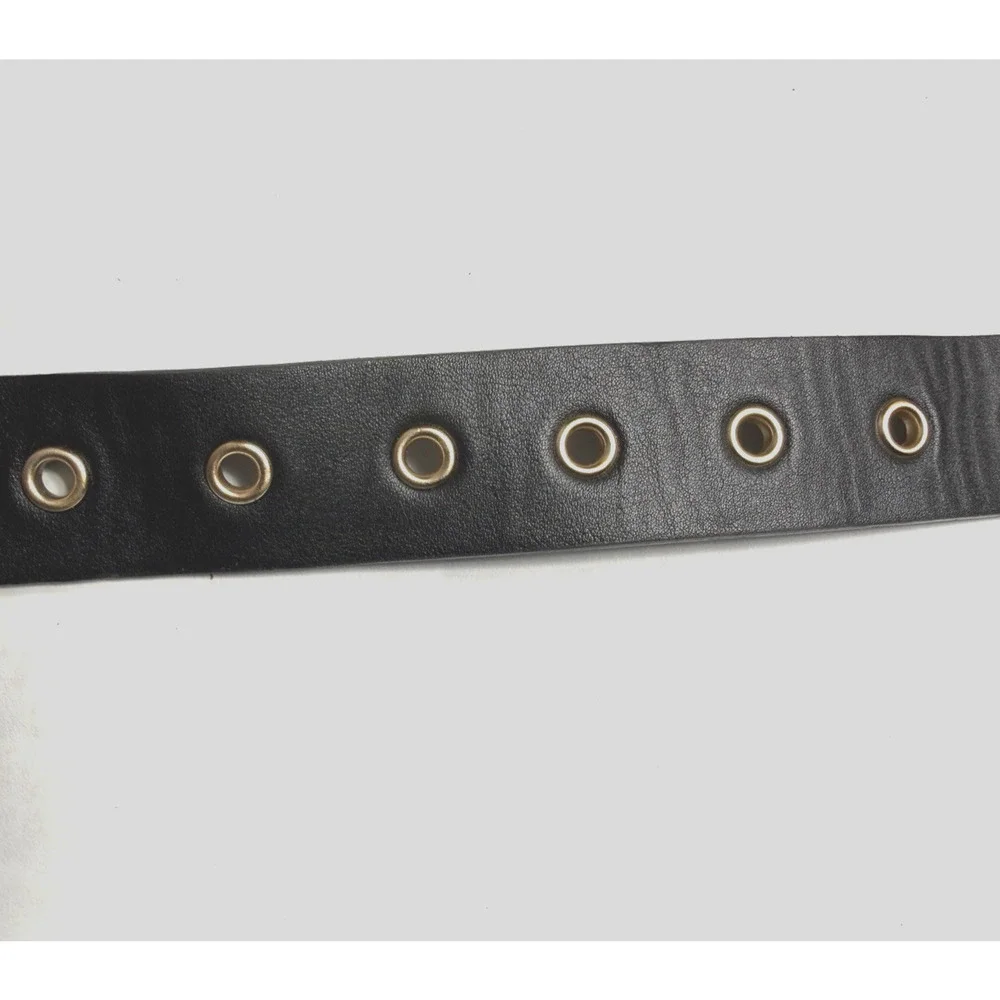 Vintage y2k DKNY Single Grommet Belt Womens 2X XXL Black Silver Faux Leather
